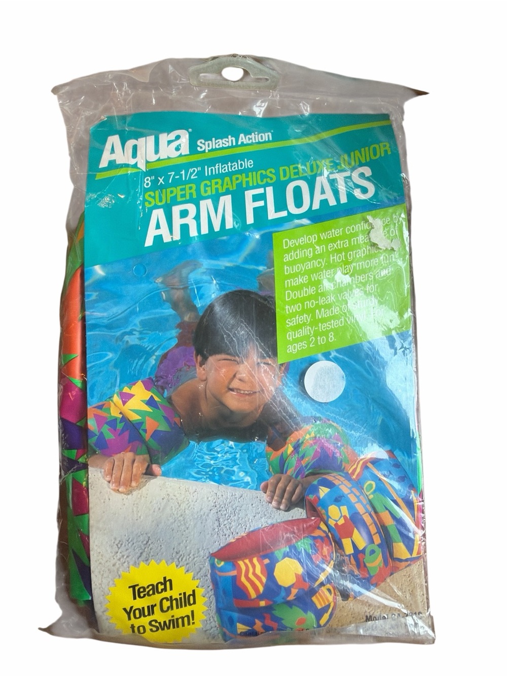 Vintage 1993 Aqua Splash Action Super Graphic Deluxe Junior Arm Floats Brand New